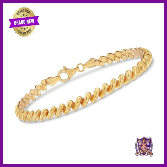 Italian 18kt Gold Over Sterling San Marco Herringbone Bracelet 7